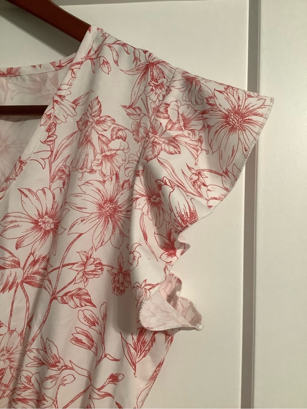 SHEIN Pink Floral V-Neck Maxi Dress with Ruffle Sleeves - Picture 4 of 6